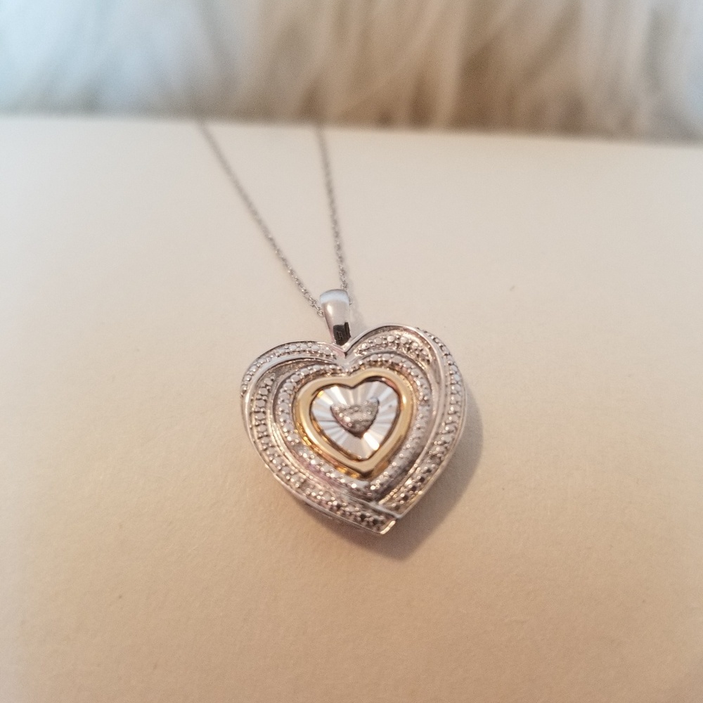 10K & Sterling Silver Heart Necklace